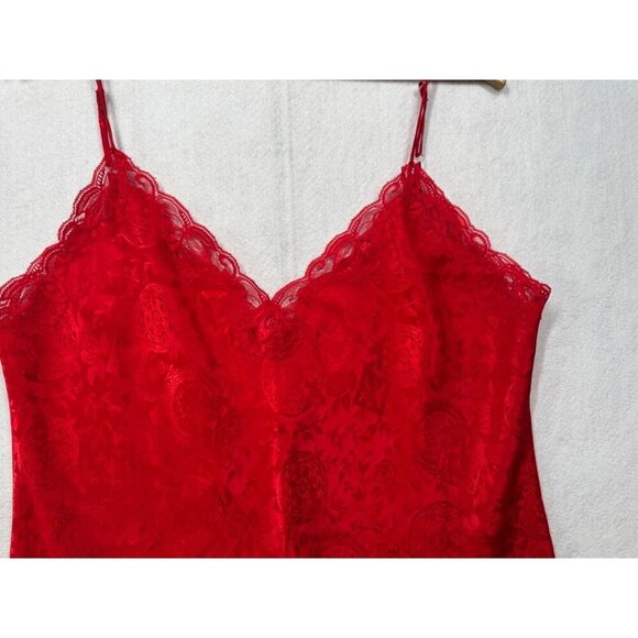 Victoria's Secret Chemise Slip Dress Red Lace Gold Label Women's L Vintage Y2K - Picture 3 of 7